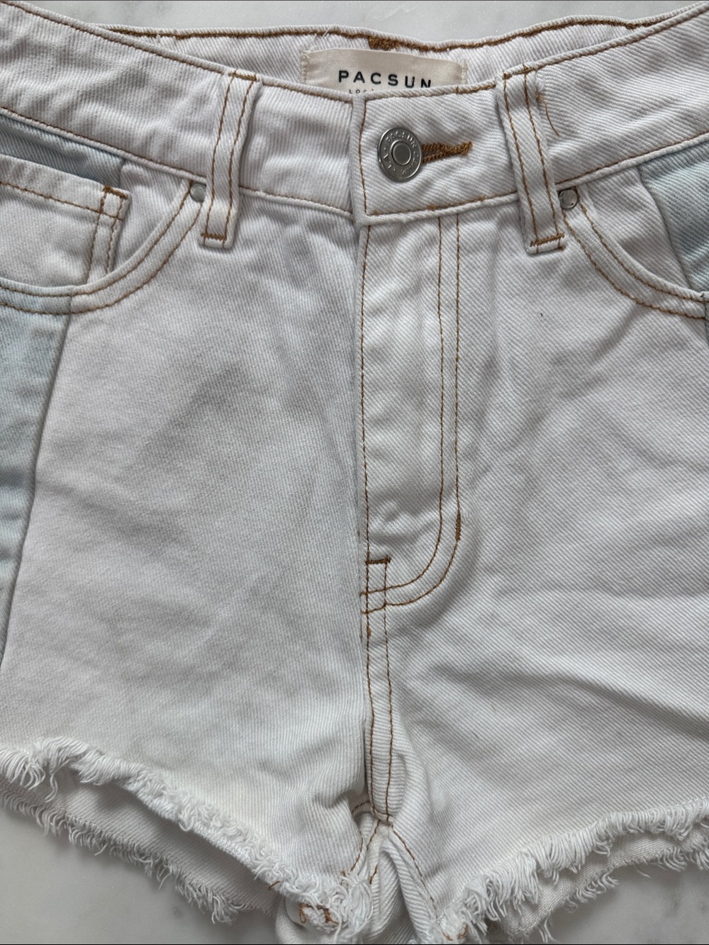 PacSun White High-Rise Frayed Denim Shorts